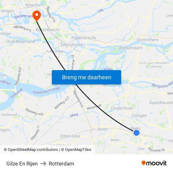Gilze En Rijen to Rotterdam map