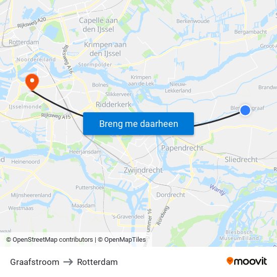 Graafstroom to Rotterdam map