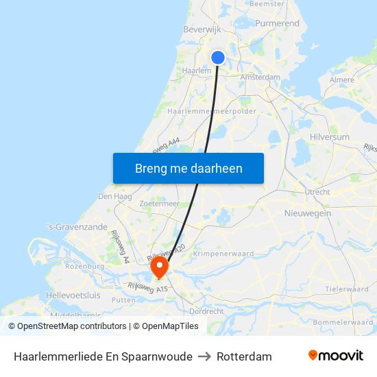 Haarlemmerliede En Spaarnwoude to Rotterdam map