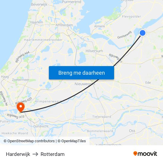 Harderwijk to Rotterdam map