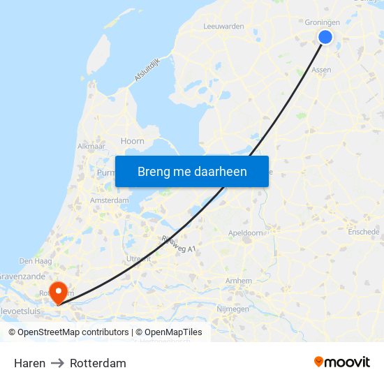 Haren to Rotterdam map