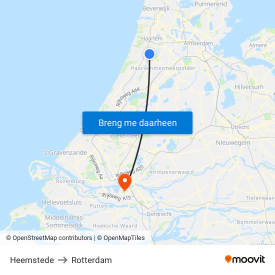 Heemstede to Rotterdam map