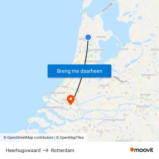 Heerhugowaard to Rotterdam map