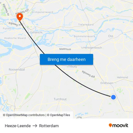 Heeze-Leende to Rotterdam map