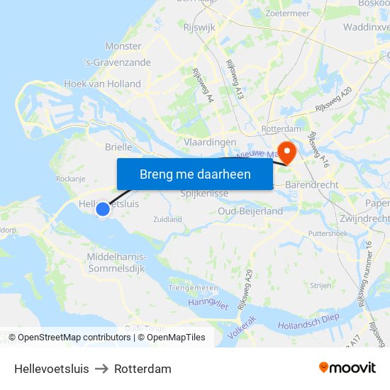 Hellevoetsluis to Rotterdam map