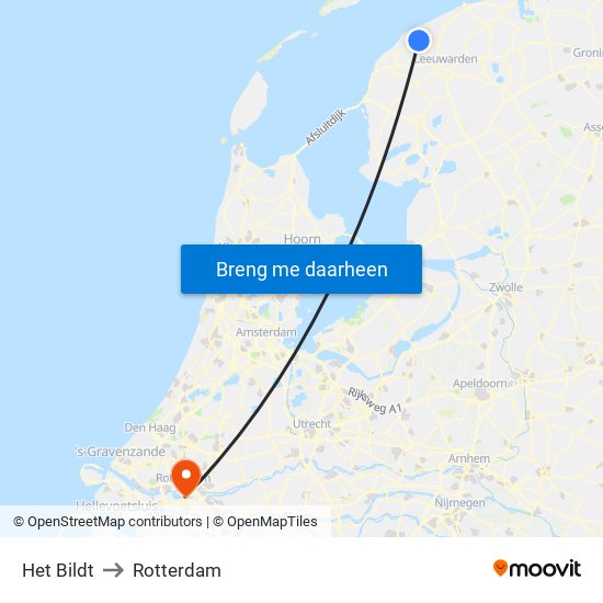 Het Bildt to Rotterdam map