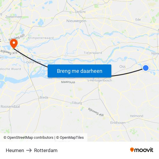 Heumen to Rotterdam map