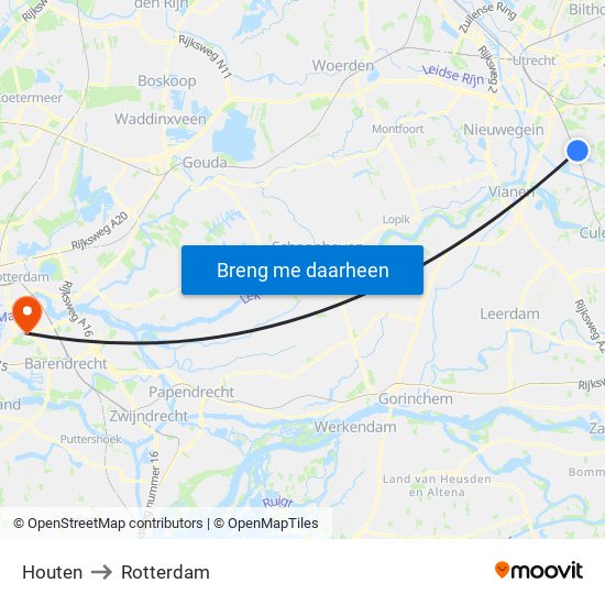 Houten to Rotterdam map