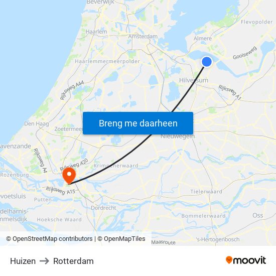 Huizen to Rotterdam map