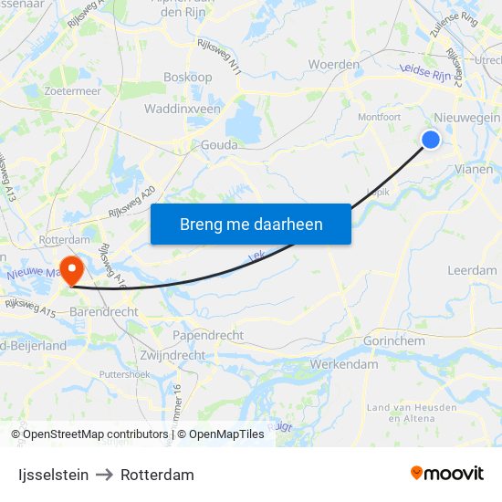 Ijsselstein to Rotterdam map