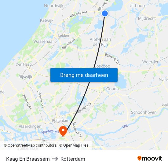 Kaag En Braassem to Rotterdam map