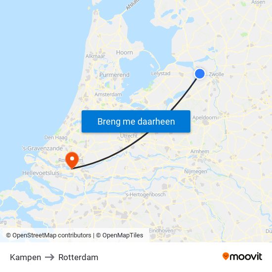 Kampen to Rotterdam map