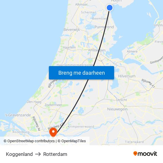 Koggenland to Rotterdam map