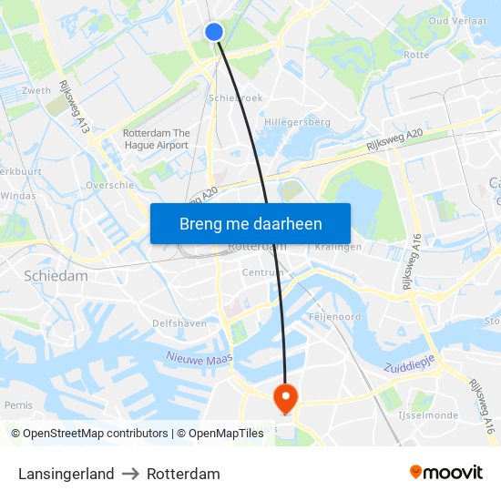 Lansingerland to Rotterdam map