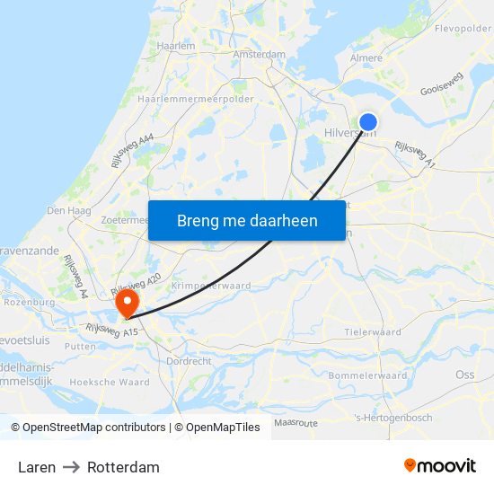 Laren to Rotterdam map