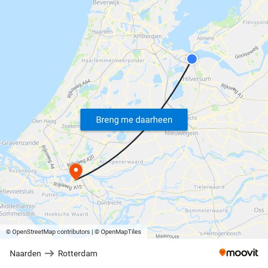 Naarden to Rotterdam map