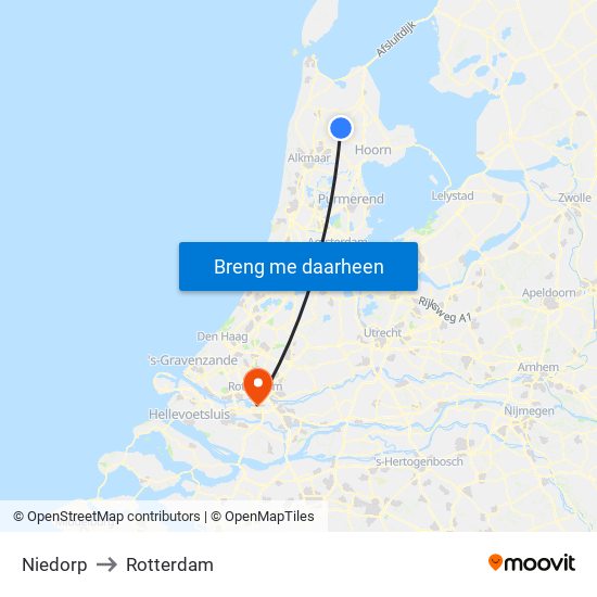 Niedorp to Rotterdam map