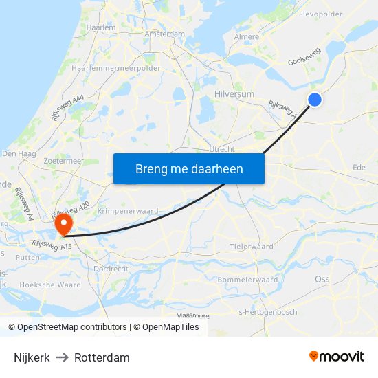 Nijkerk to Rotterdam map