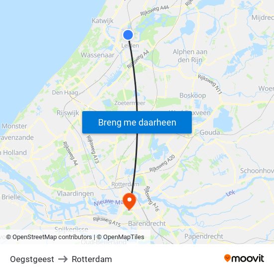 Oegstgeest to Rotterdam map