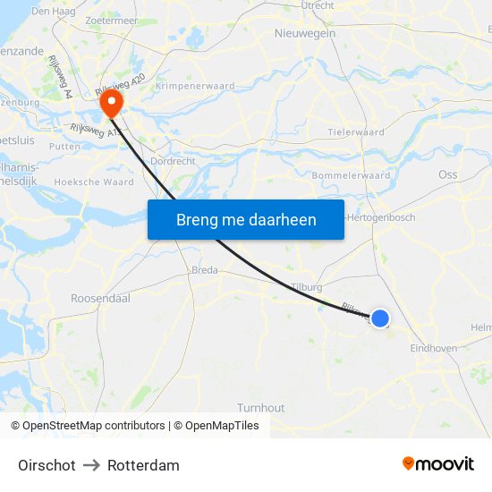 Oirschot to Rotterdam map
