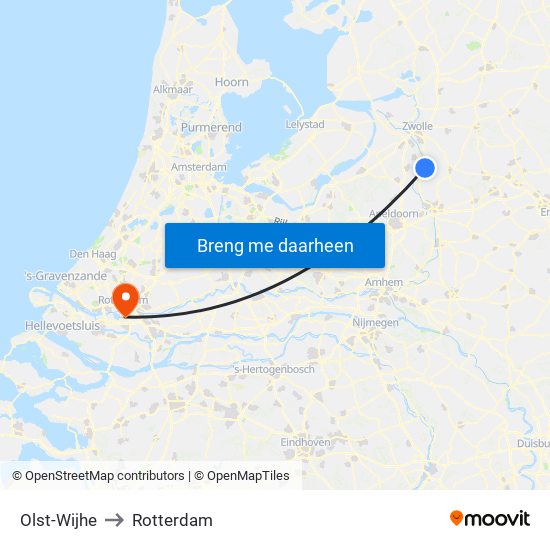 Olst-Wijhe to Rotterdam map
