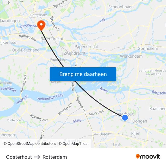 Oosterhout to Rotterdam map