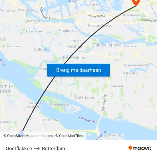 Oostflakkee to Rotterdam map