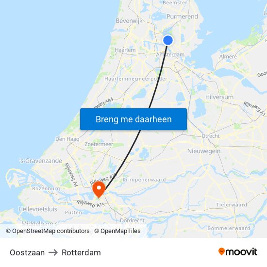 Oostzaan to Rotterdam map