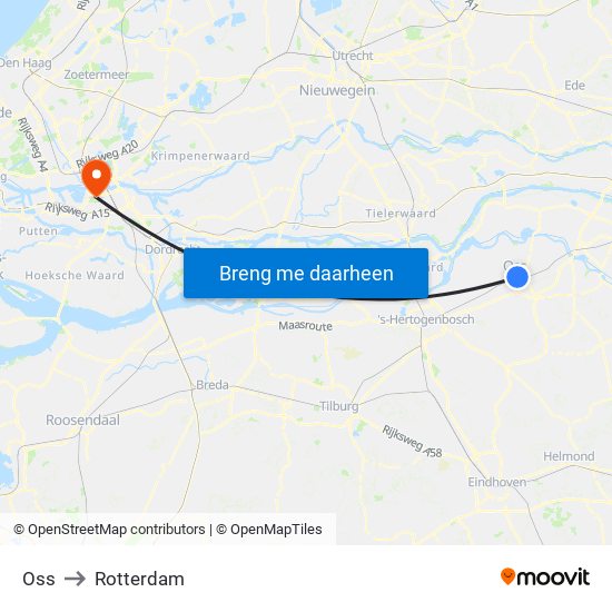 Oss to Rotterdam map