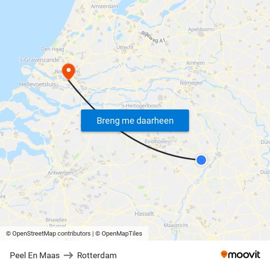 Peel En Maas to Rotterdam map