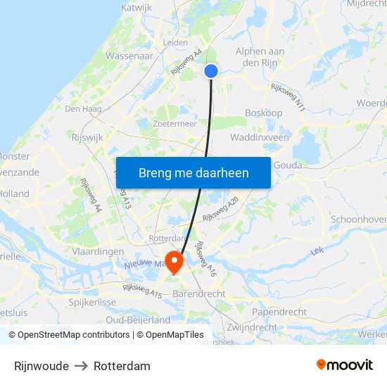 Rijnwoude to Rotterdam map