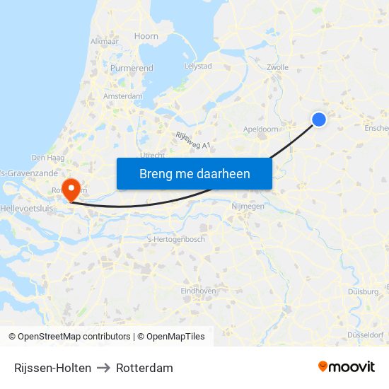 Rijssen-Holten to Rotterdam map