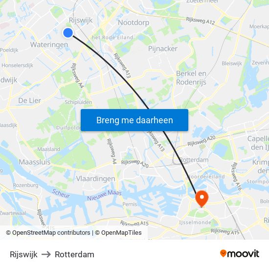 Rijswijk to Rotterdam map