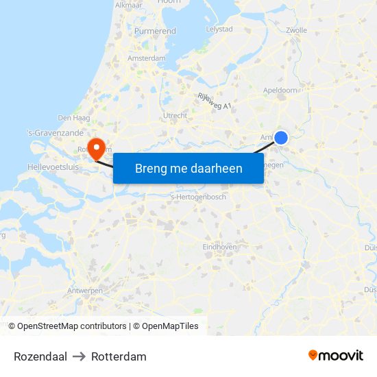 Rozendaal to Rotterdam map