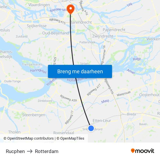 Rucphen to Rotterdam map