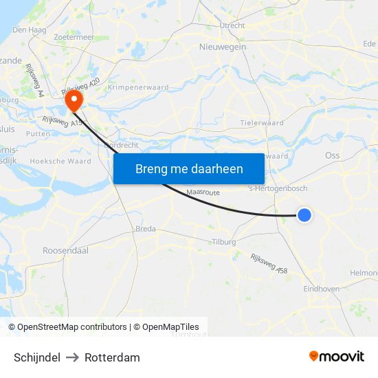 Schijndel to Rotterdam map