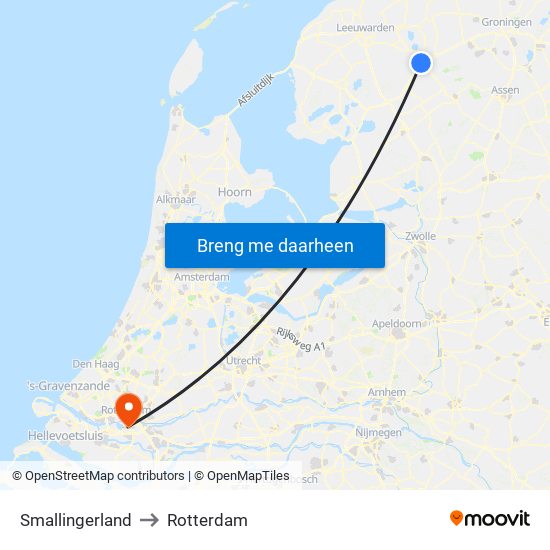 Smallingerland to Rotterdam map