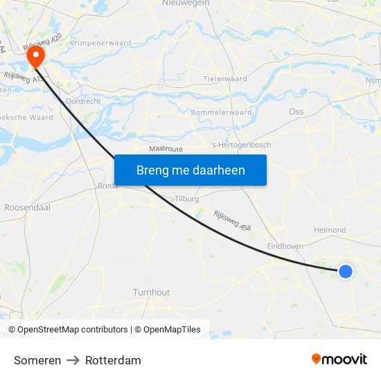 Someren to Rotterdam map