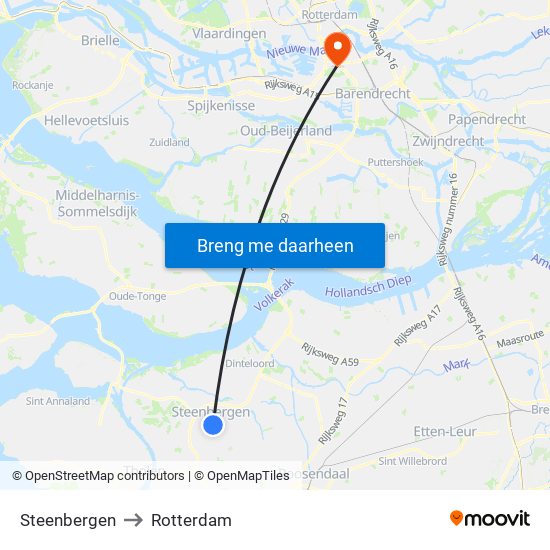 Steenbergen to Rotterdam map