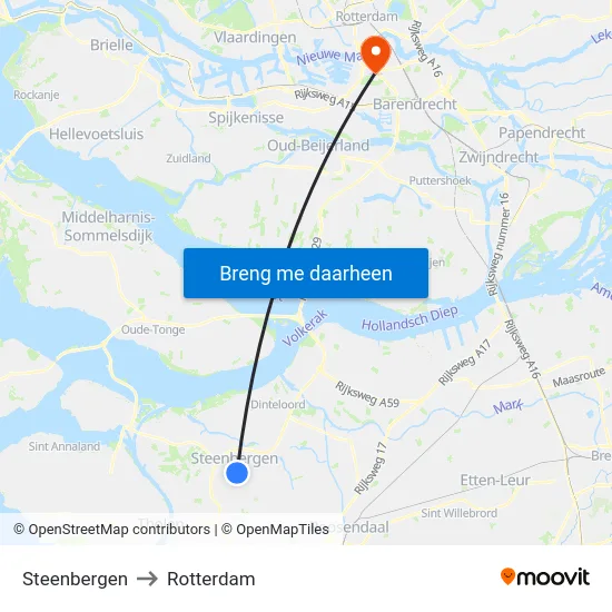 Steenbergen to Rotterdam map