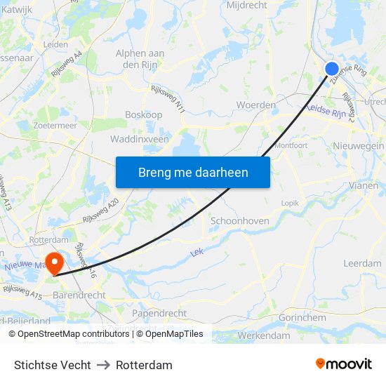 Stichtse Vecht to Rotterdam map