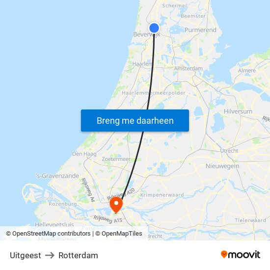 Uitgeest to Rotterdam map