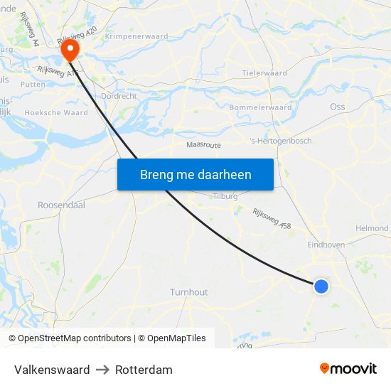 Valkenswaard to Rotterdam map