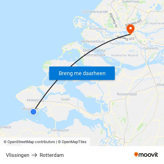 Vlissingen to Rotterdam map