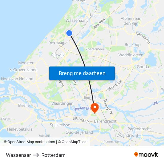 Wassenaar to Rotterdam map