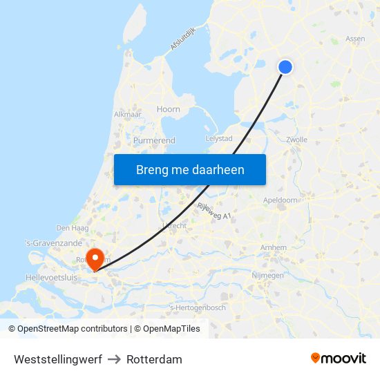 Weststellingwerf to Rotterdam map