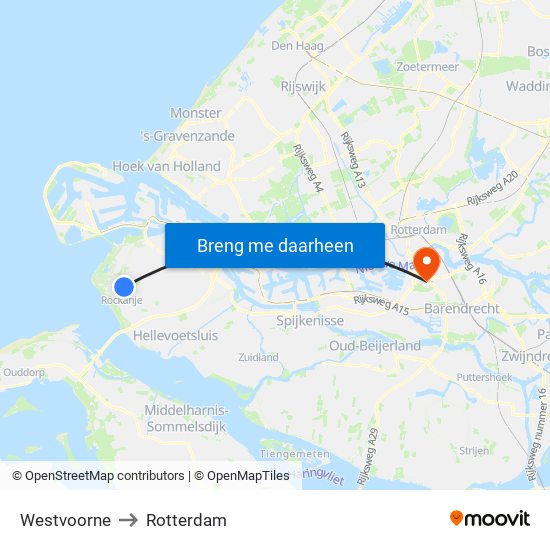 Westvoorne to Rotterdam map