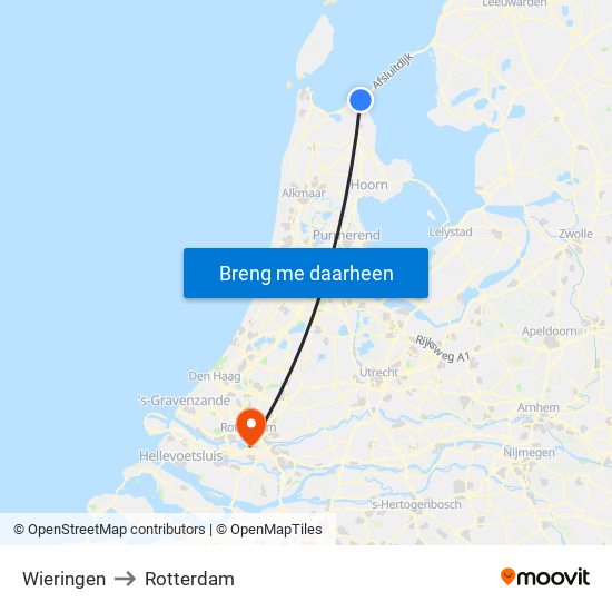 Wieringen to Rotterdam map