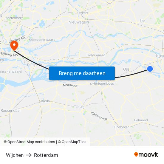 Wijchen to Rotterdam map