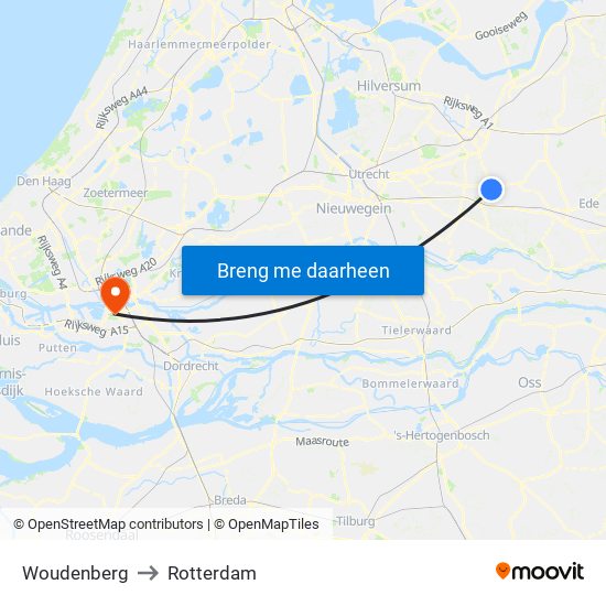 Woudenberg to Rotterdam map